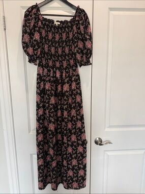 Max Studio Black Maxi Dress with Pink Floral
